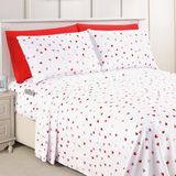 Elegant Comfort 6-delige lakenset - 1500 premium hotelkwaliteit microvezel - diepe zak, kreukbestendige 4-delige lakenset met hartpatroon, twin, Valentina