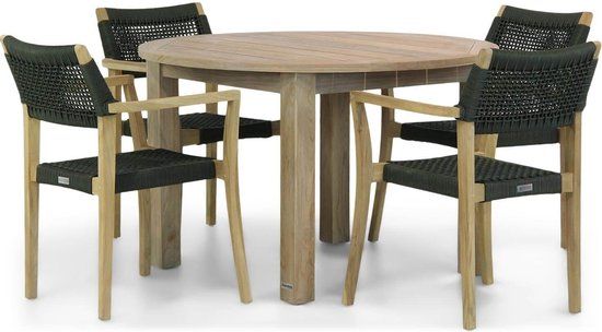 Lifestyle Garden Furniture Lifestyle Dallas/Brighton 120 cm rond dining tuinset 5-delig