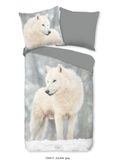 Muller Textiles Dekbedovertrek Poolwolf in de Sneeuw 2-persoons 200x220 cm Grijs Katoen Flanel