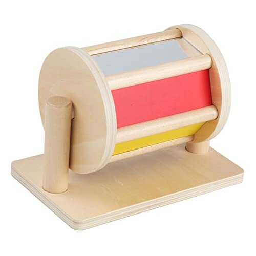 Greatideal Regenboog Baby Roller Houten Baby Roller Met Spiegel, Montessori Speelgoed Draaitrommel, Rollende Rammelaar Voor Baby 6-12 Maanden Jongens En Meisjes 1 Jaar Oude Baby Gift