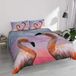 Italian Bed Linen Dekbedovertrek van microvezel met digitale print GOODNIGHT, Flamingo, tweepersoonsbed