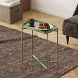 Hanah Home Stijlvolle groene metalen koffietafel, 26 x 56 x 40 cm