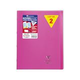 Clairefontaine 981608C Pak met 10 Geniete Schriften Koverbook Roze - 24x32 cm - 96 Pagina’s Kleine Ruitjes met Kantlijn - Wit Papier 90 g - Omslag Polypro