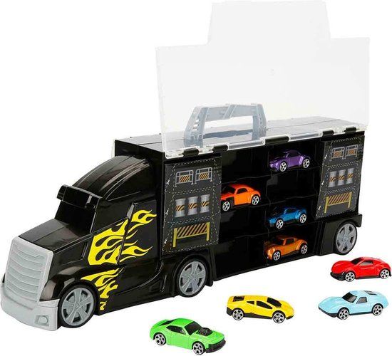 Teamsterz - Transporter + 8 Cars - Black