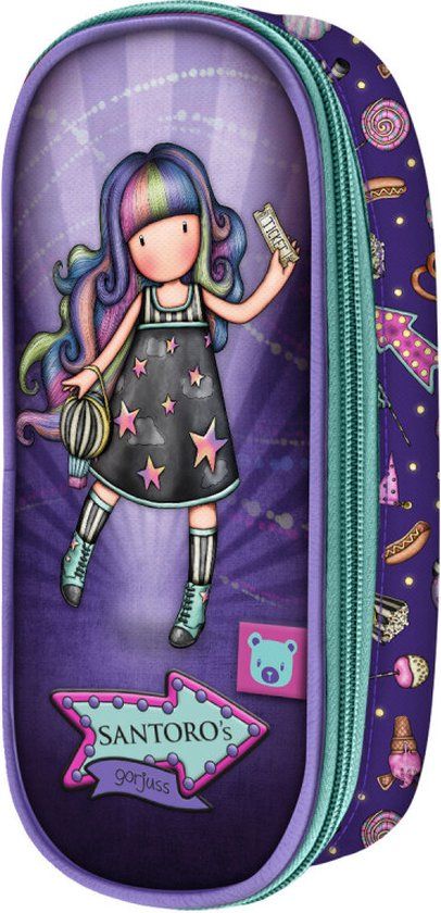 Gorjuss Up and away School Pencil Case - Purple