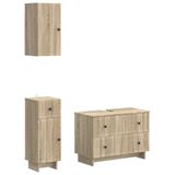 vidaXL - 3-delig - badkamerkast - set - EDE - Sonoma - Eiken - Bewerkt - hout