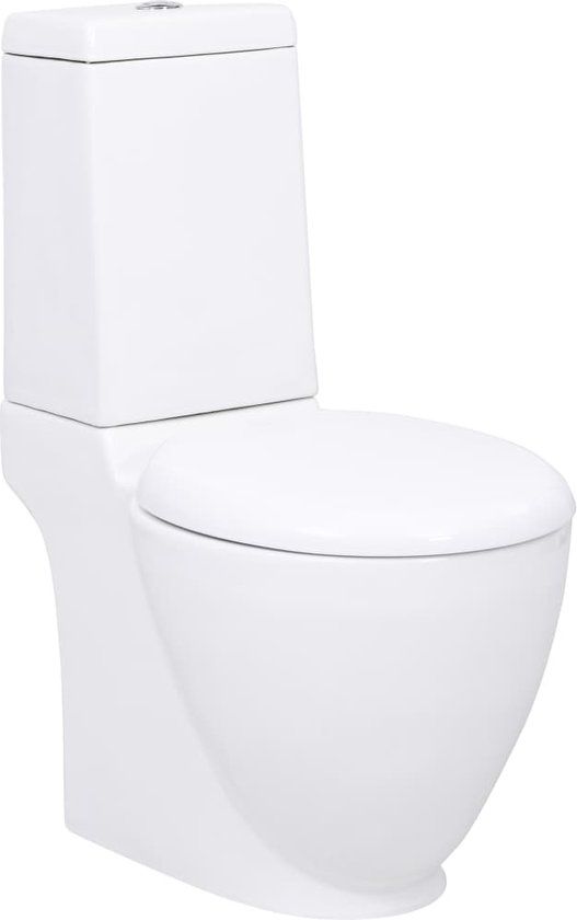 vidaXL Toilet rond afvoer onder keramiek wit