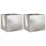 VidaXL Plantenbakken 2 st 32x30x29 cm roestvrij staal zilverkleurig
