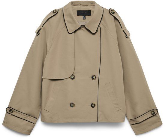 VERO MODA VMLUCIACHLOE SHORT TRENCHCOAT Dames L Silver Mink