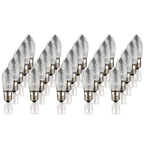 Hellum 919110 Vervangende kaarsen voor kaarsboog, 25 stuks 34 V 3 W ribbelkaars voor kerstboom, kaarsen, lichtketting binnen met 7 brandpunten, lampen voor lichtboog E10/34 V/3 W/22 lumen