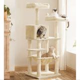 Merkloos / Sans marque Shenzhen Haorui Industrial Technology Co., Ltd. Kattenkrabpaal - Beige - 55cm x 45cm x 143cm