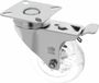 AMIG zwenkwiel/transportwiel met rem - D75mm - polycarbonaat - 100kg draagvermogen - transparant