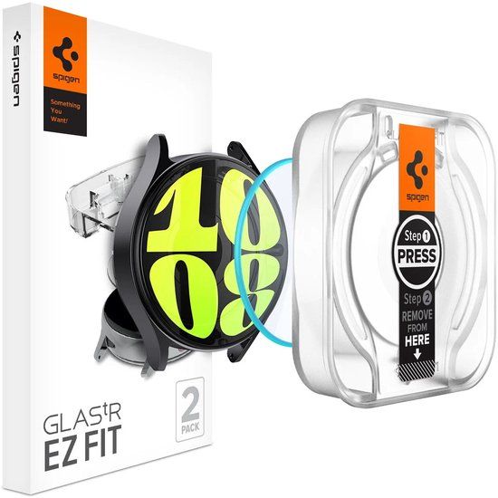 Spigen GLAS.tR EZ Fit Schermbeschermer Transparant Gehard glas voor Samsung Galaxy Watch 7 (40mm) - 2 stuks