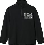 NAME IT Jongens Sweater met Halve Rits NKMKIMBA LS NREG HALF ZIP SWEAT UNB - Zwart - Maat 146/152