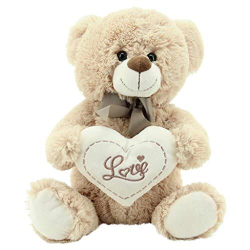 Sweety Toys 3877 Teddy Kuschelbär Plüschbär Herzbär LOVE, supersüss mit Herz hochwertige Stickerei " LOVE" beige-braun