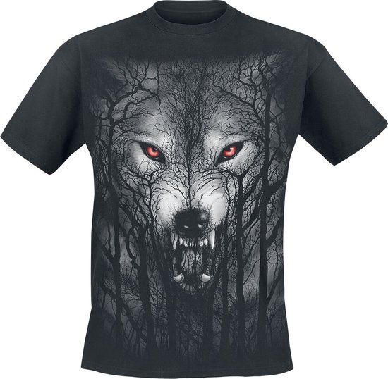 Spiral Forest Wolf Heren T-shirt - zwart - M