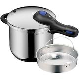 WMF Perfect Plus One Pot snelkookpan, inductie, 6,5 l, met inzetstuk, stoompan met vlambeveiliging, groot kooksignaal, 2 kookstanden, afneembare dekselgreep