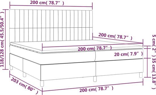 vidaXL Boxspring met matras fluweel donkergrijs 200x200 cm