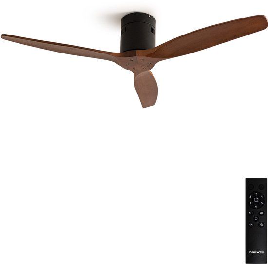 CREATE - Plafondventilator 40W silent Ø132 cm - Zwart - WIND CALM