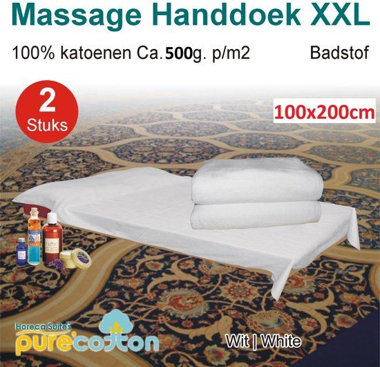 Homee HomÃ©Ã© - Massage - Handdoeken XXL 500g. p/m2 Wit set van 2 Stuks 100x200cm