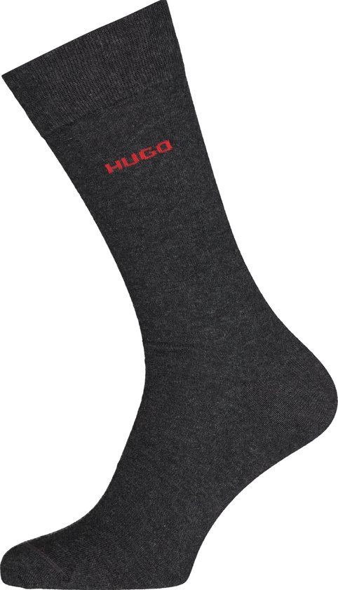 HUGO Logo Socks (2-pack) - Men's - Cotton - Anthracite Grey - Size 39-42