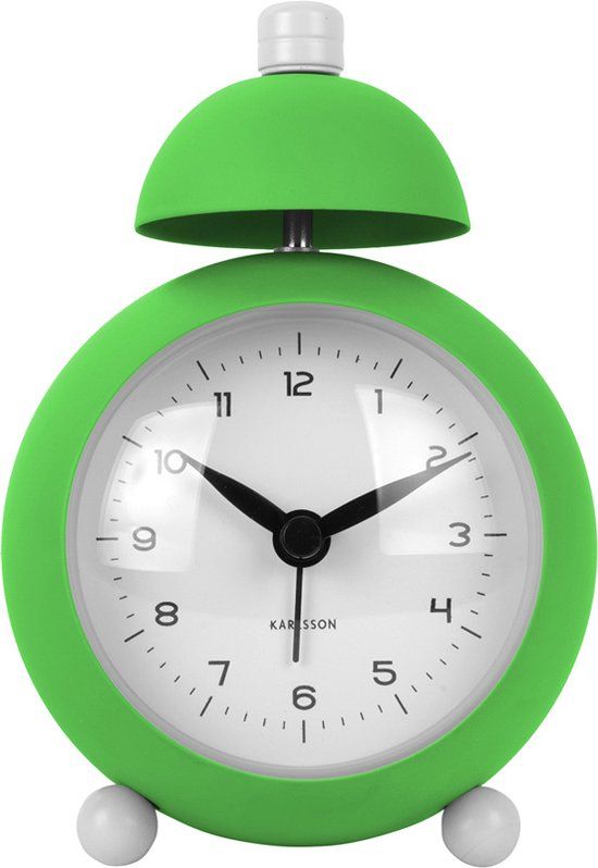 Karlsson Chaplin Wekker - Groen - Metaal - Stil uurwerk