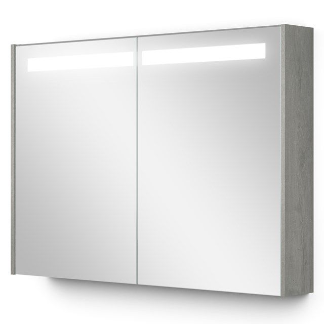 Maxaro Modulo Spiegelkast - 100x70cm - Grijs Eiken - Met Verlichting