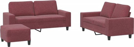 vidaXL 3-delige Loungeset stof wijnrood