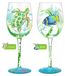 Elzusha Verre à vin peint à la main - 455 ml - verre artisanal - design tortues