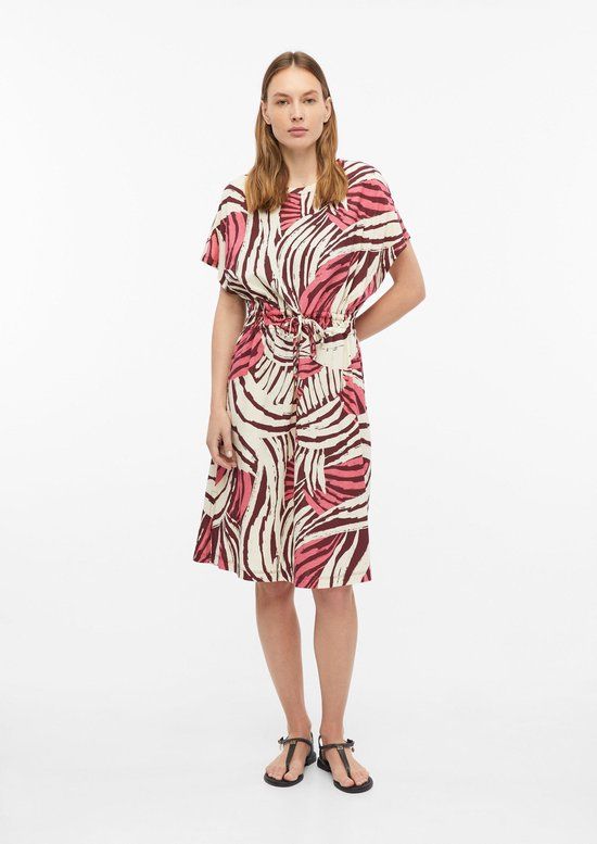 s.Oliver Jurk Koraal Zebraprint Katoenmix Lange Mouw Maat 42