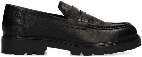 Manfield Heren Zwarte Leren Loafers Maat 41