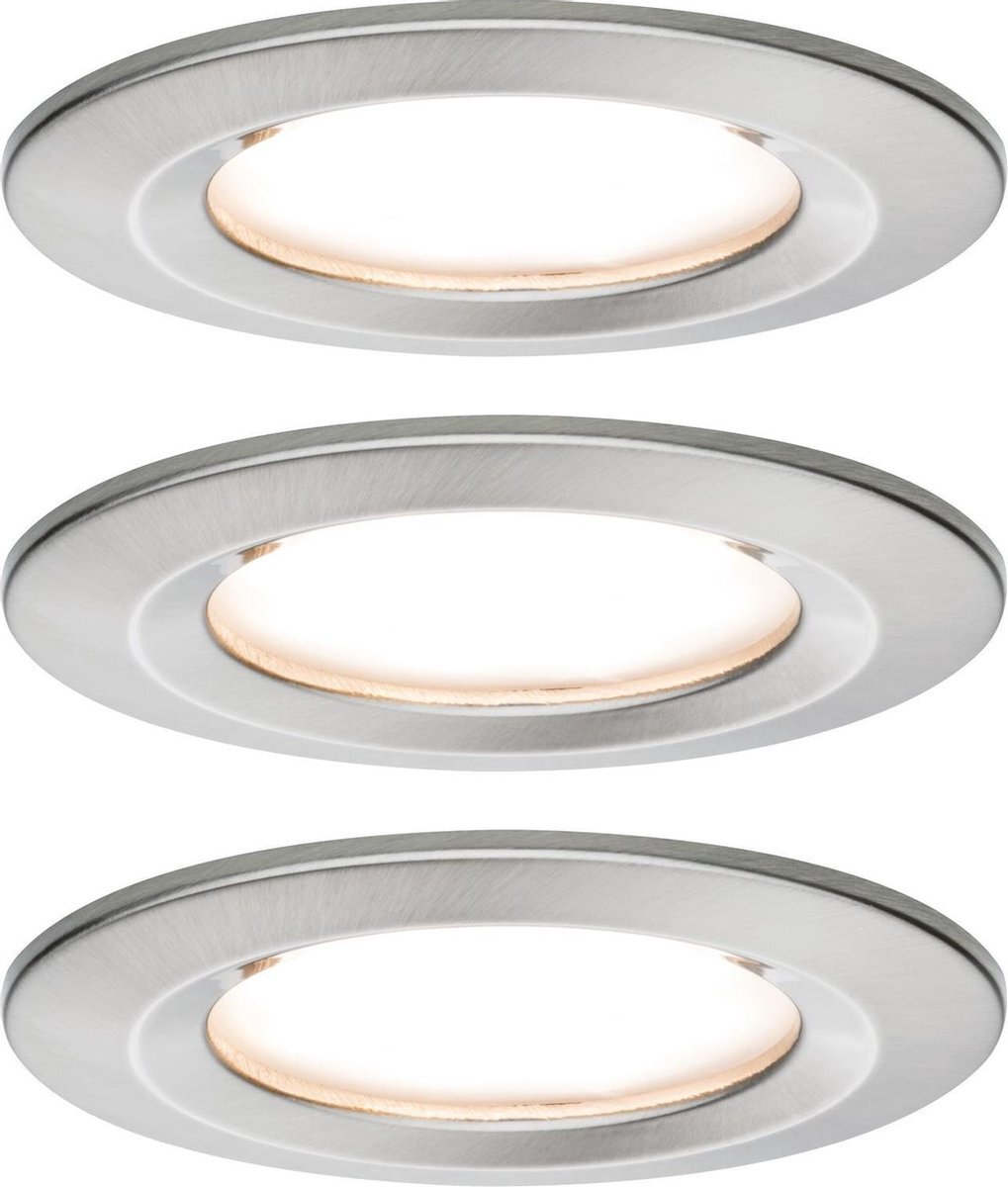 Paulmann Nova Bathroom recessed light 3-piece set LED (monochrome) LED 19.5 W IP44 Stainless steel (brushed)