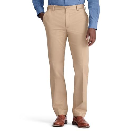 IZOD Men's Regular American Chino Flat Front Straight Fit Pant - English Khaki - 38W / 34L