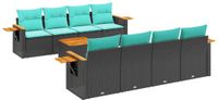 vidaXL 9-delige Loungeset met kussens, polyrattan, zwart