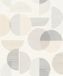 Rasch 735956 - Licht vliesbehang met geometrisch motief van cirkels en halve cirkels in beige en grijs - 10,05 m x 0,53 m