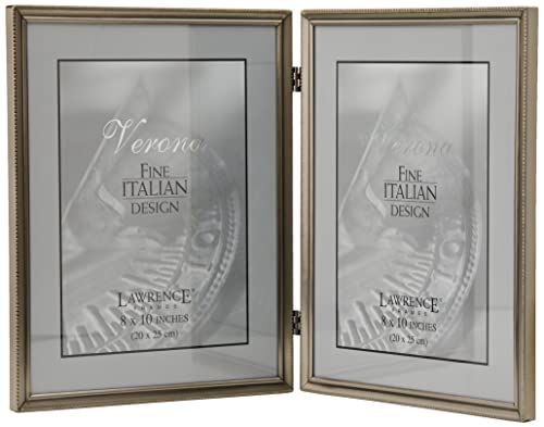 Lawrence Frames Antiek tinnen 8x10 scharnierende dubbele fotolijst - Bead Border Design