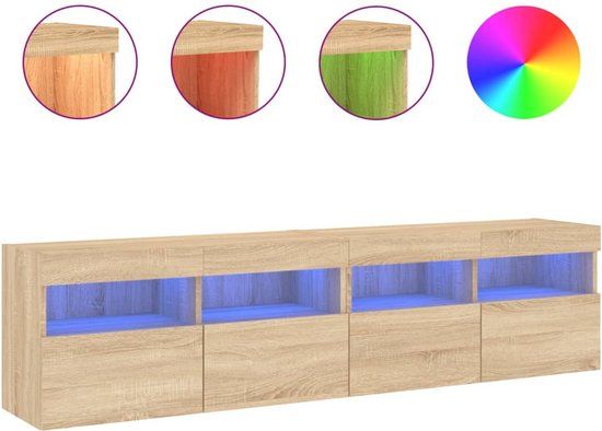 vidaXL Tv-wandmeubels met LED 2 st 80x30x40 cm sonoma eikenkleurig