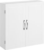 Vasagle Wandkast - Badkamerkast - 60x60 cm - 2 Deuren - Scandinavische Stijl - Mat Wit