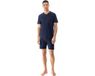 Mey Herren Pyjama Kort Serie Pure Night Yacht Blue Effen Korte Mouw Katoen Maat M