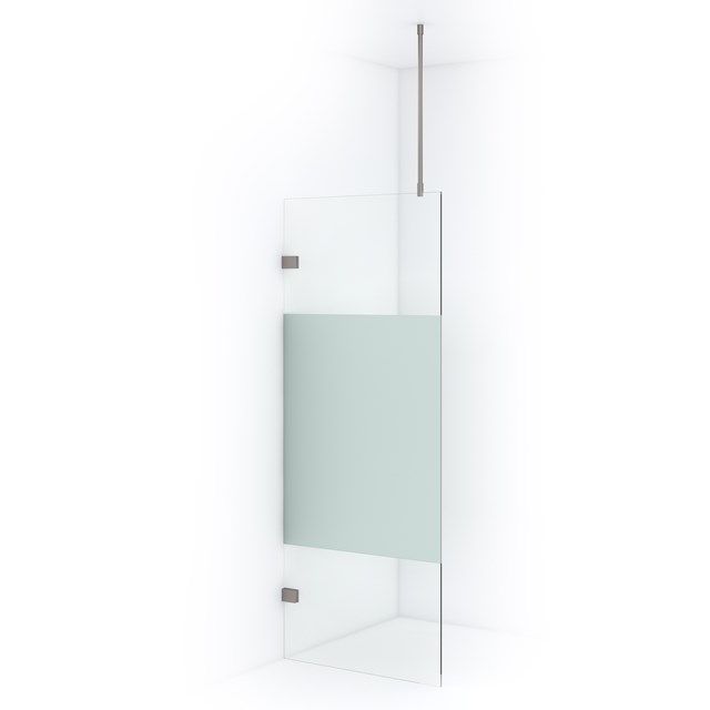 Maxaro Inloopdouche Diamond 80cm 8mm Helder Veiligheidsglas met Matte Strook Geborsteld RVS