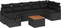 vidaXL Banc de jardin - Set - 8 - pièces - Noir - poly - rotin