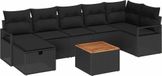 vidaXL Banc de jardin - Set - 8 - pièces - Noir - poly - rotin