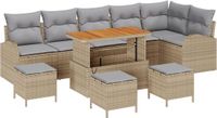vidaXL Tuinbank Set 10-delig Beige Polyrattan