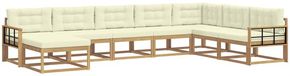 vidaXL Ensemble de salon d'angle 8 pièces Blanc et crème Acacia
