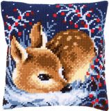Vervaco Kruissteekkussen kit - Slapend hertje - 40 x 40 cm