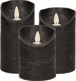Anna's Collection Set van 3x Zwarte LED Stompkaarsen met Bewegende Vlam