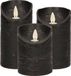 Anna's Collection Set van 3x Zwarte LED Stompkaarsen met Bewegende Vlam