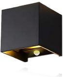 Merkloos LED Wandlamp Zwart Aluminium Vierkant met Bewegingssensor - 6W - 2700K