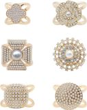 Bol 6-pack clips pour foulard avec trois anneaux pour foulards en soie - style simple - décoratif - femmes et filles