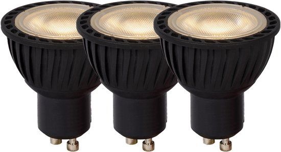 Lucide MR16 - Led lamp - Ø 5 cm - LED Dimbaar - GU10 - 3x5W 3000K - Zwart - Set van 3